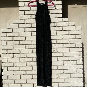 NWT Vtg Metamorphosis Striped Sparkle Maxi Dress in Black - Size Medium
